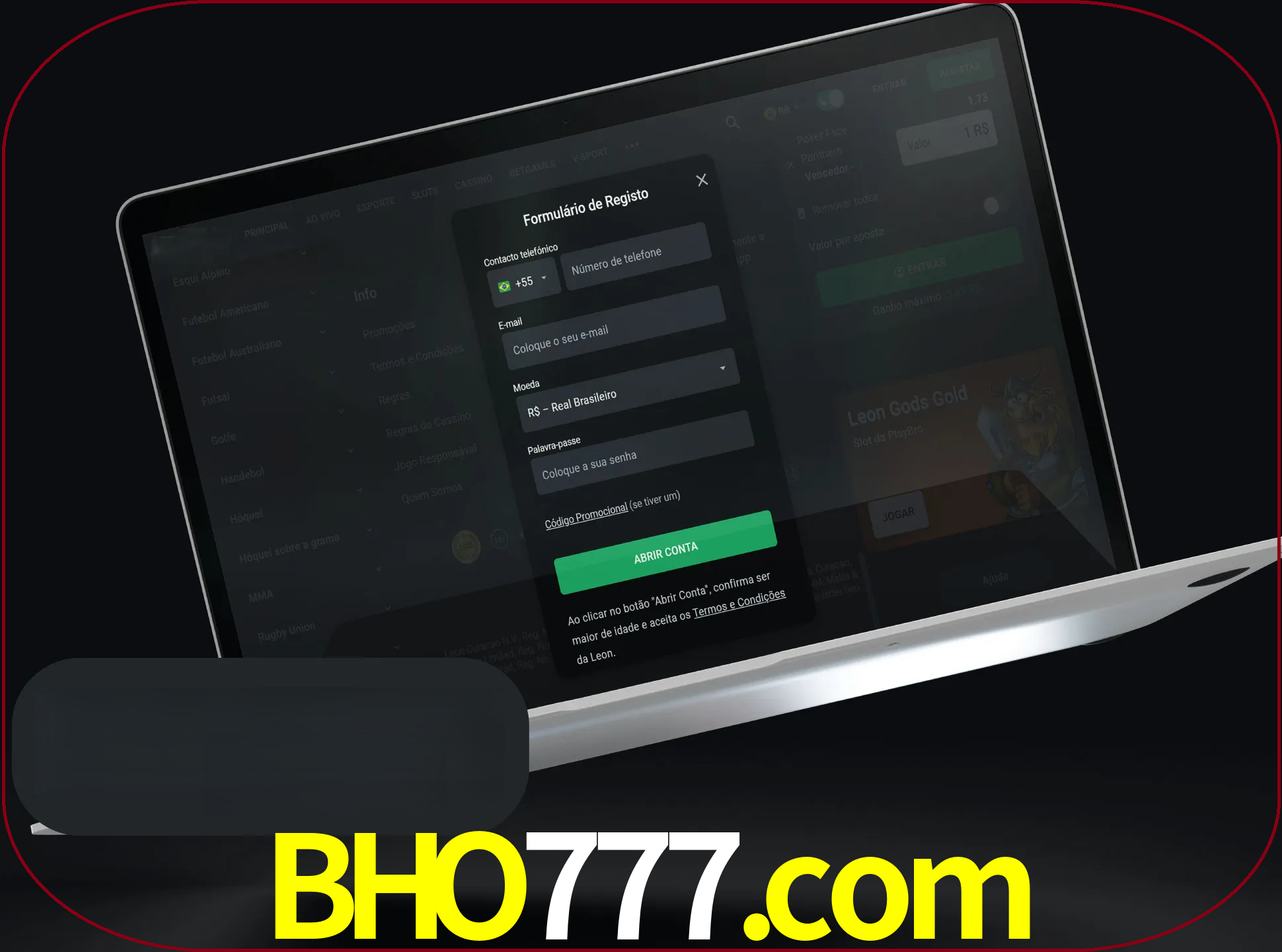 Abra o site da LeonBet e crie sua própria conta.