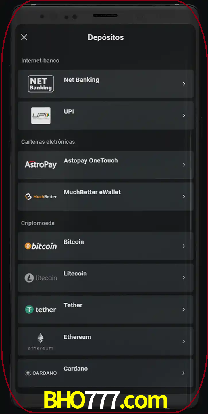 Você pode usar métodos alternativos de depósito.